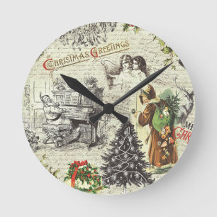 Festive Vintage Victorian Jultomten Rund Klocka