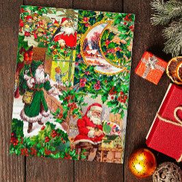 Festive Vintage Victorian jultomtsmeddelande Vykort