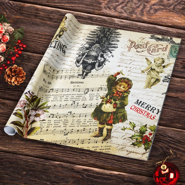 Festive Vintage Viktorian Juljulflicka Presentpapper (Skapare uppladdad)
