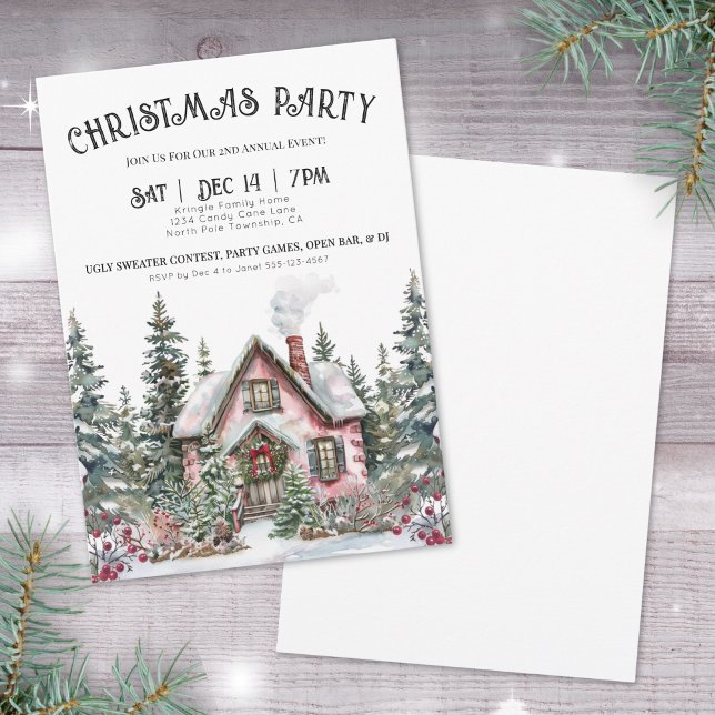 Festive Vinter-jul Party Inbjudningar (Festive Winter Christmas Party Invitation)