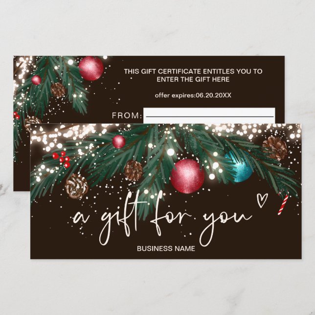 Festive Vinterkrans-logotyp-presentkort brunt (Fram/baksida)