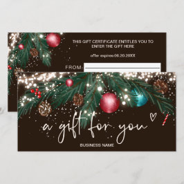 Festive Vinterkrans-logotyp-presentkort brunt