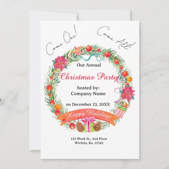 Festive WandeCorporate Office jul Party Inbjudningar (Framsida)