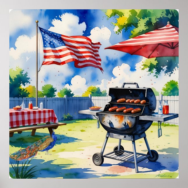 Festive Watercolor BBQ Poster (Framsidan)