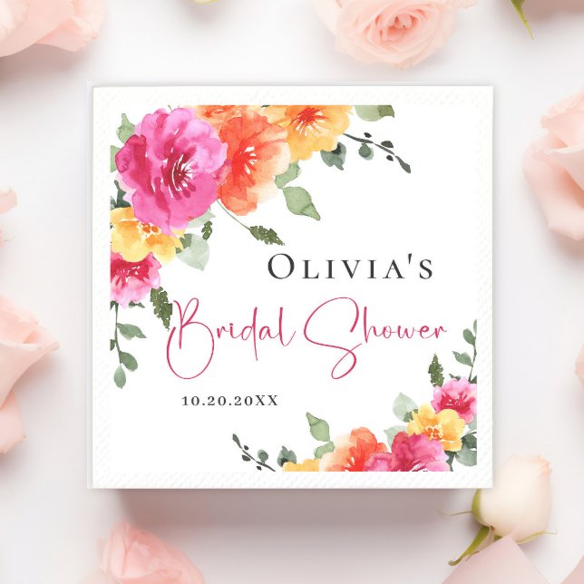 Festive Watercolor Bright Flowers Möhippa Pappersservett (Skapare uppladdad)