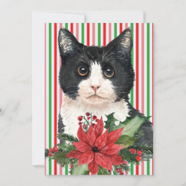 Festive Watercolor Cat-Helgdag Card