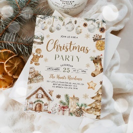 Festive Watercolor Christmas Party Inbjudningar