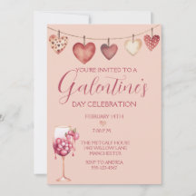 Festive Watercolor Cocktail Galentine's Day Rosa