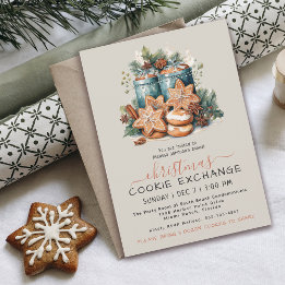 Festive Watercolor Cookie Exchange Party Inbjudningar