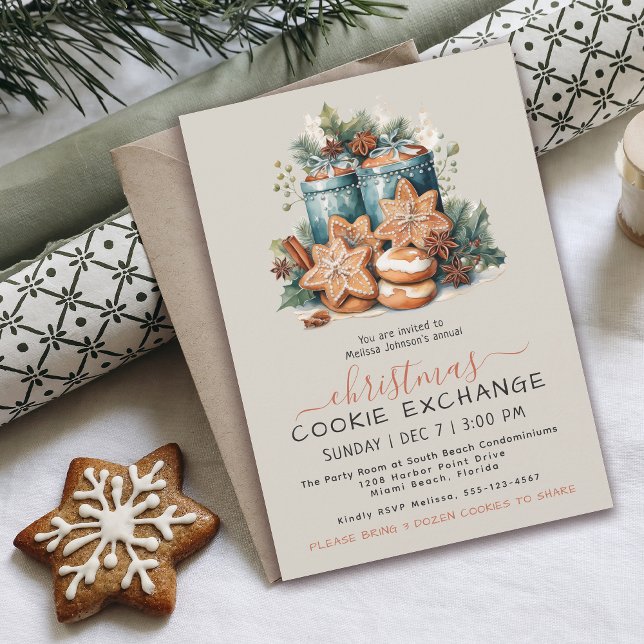 Festive Watercolor Cookie Exchange Party Inbjudningar (Skapare uppladdad)