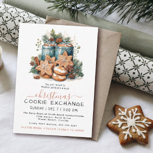 Festive Watercolor Cookie Exchange Party Inbjudningar