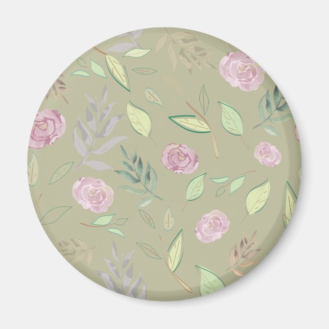 Festive Watercolor Flowers 5 Magnet (Framsidan)