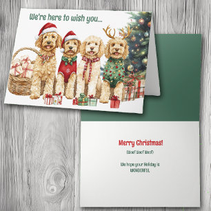 Festive Watercolor Goldendoodle Hundar jul Helgkort