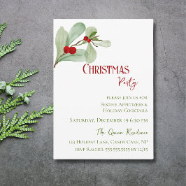 Festive Watercolor Greenery Berry jul Party Inbjudningar