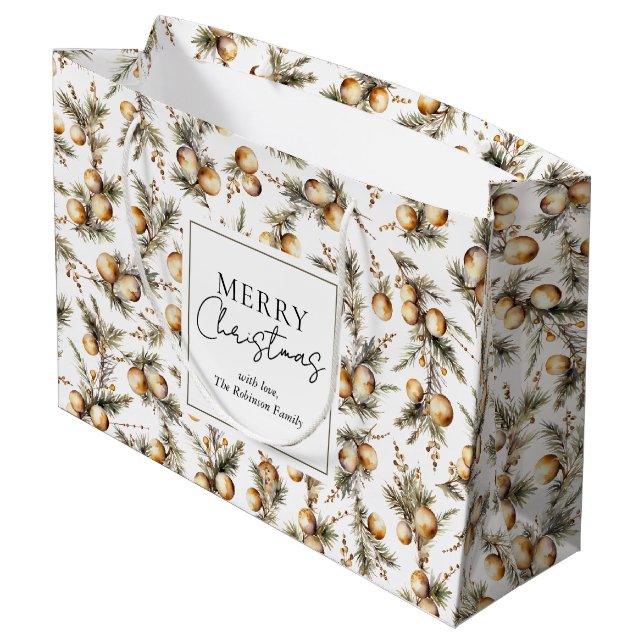 Festive Watercolor Guld Foliage jul (Baksidan Vinklad)