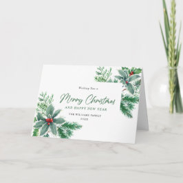 Festive Watercolor Holly Berry jul Hälsning Helgkort