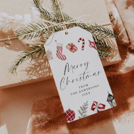 Festive Watercolor-jul Gräns Presentetikett