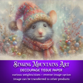Festive Watercolor jul Mouse Decoupage