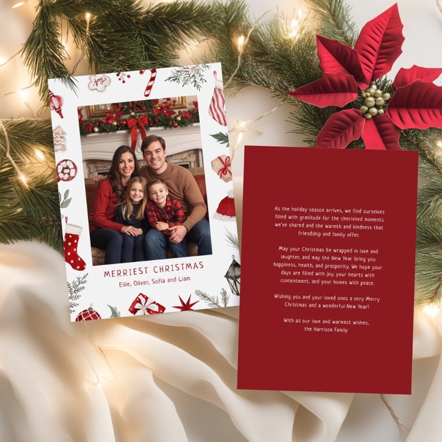 Festive Watercolor jul Ram Photo Julkort (Skapare uppladdad)