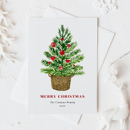 Festive Watercolor Julgran God jul Helg Vykort