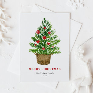 Festive Watercolor Julgran God jul Helg Vykort
