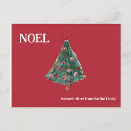 Festive Watercolor Julgran Vykort