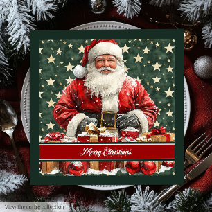 Festive Watercolor Jultomten Bord Napkins Pappersservett