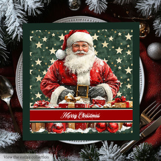Festive Watercolor Jultomten Bord Napkins Pappersservett