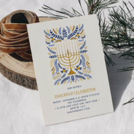 Festive Watercolor Menorah Blommigt Hanukkah PARTY Inbjudningar