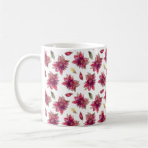 Festive Watercolor Pawarded Poinsettias Mugg