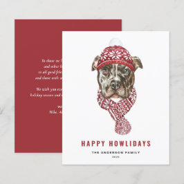 Festive Watercolor Pitbull Lycklig Howlidays