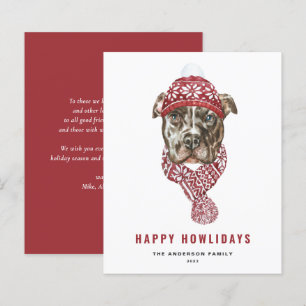 Festive Watercolor Pitbull Lycklig Howlidays