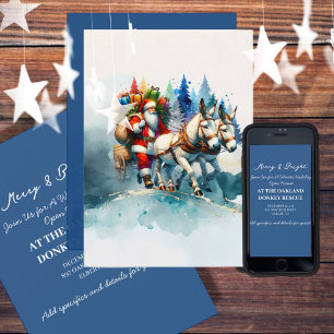 Festive Watercolor Santa with Donkey Inbjudningar