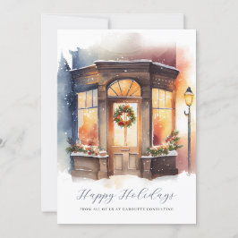 Festive Watercolor Storefront Business Julkort