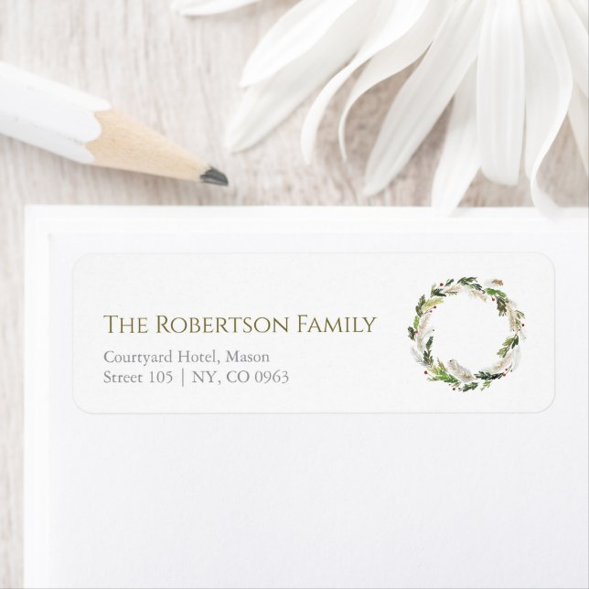 Festive Watercolor Wandeans Returadress Etikett (Insitu)