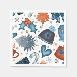 Festive Watercolor Winter jul Mönster Pappersservett