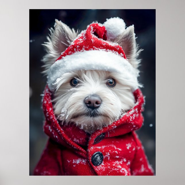 Festive Westie i Snö Poster (Framsidan)