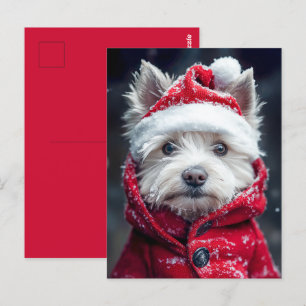 Festive Westie i Snö Vykort