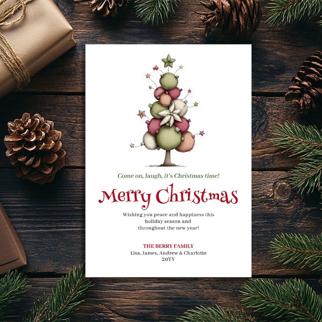 Festive whimsical Christmas tree greeting card Julkort (Festive whimsical Christmas tree greeting card

)