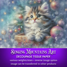 Festive Whimsical Julgran Cat Decoupage