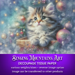 Festive Whimsical Julgran Cat Decoupage