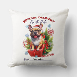 Festive Whimsical Pug Christmas Throw Pillow Kudde