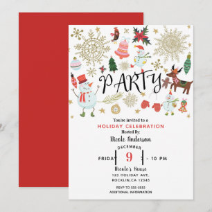 Festive Whimsiic Cute Julens Julfest Inbjudningar