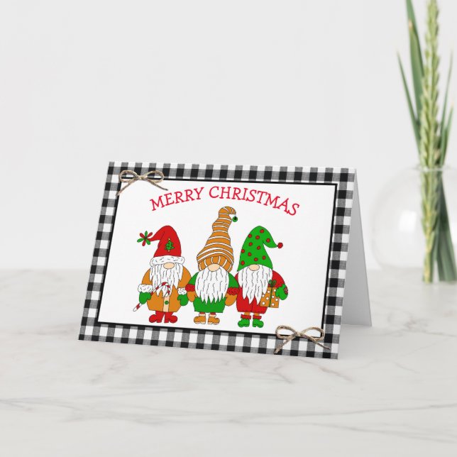 Festive Whimsiques Gnomes God jul Kort (Framsida)