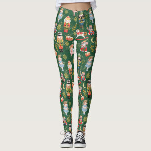 Festive Whimsitical Cute Nutcracker Ballet Grönt Leggings
