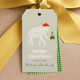 Festive White Elephant God jul Gift Märkre Presentetikett
