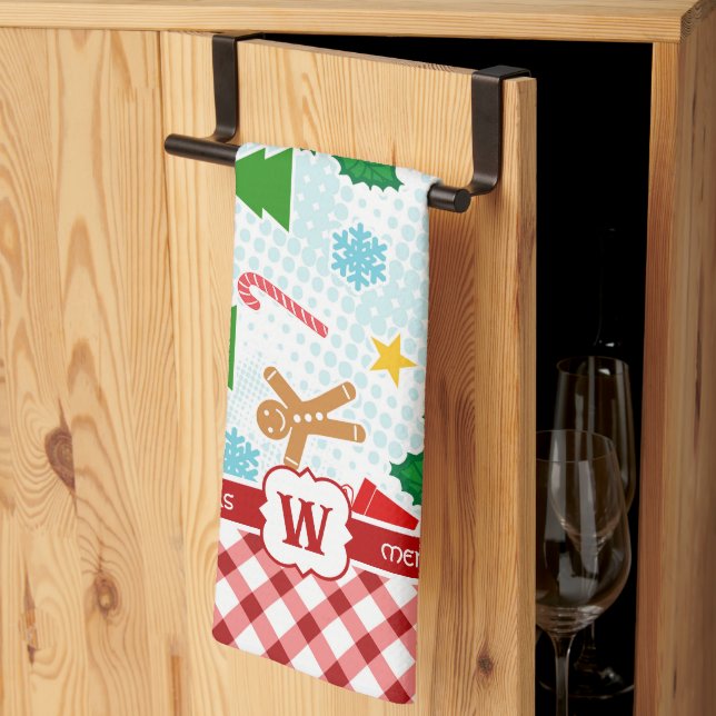 Festive White jul Kitchen Towel Kökshandduk (Thirds Fold)