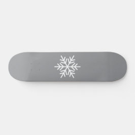 Festive White Nordic Snowflake Grått Bakgrund Mini Skateboard Bräda 18,5 Cm