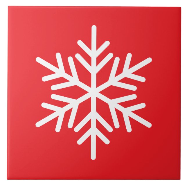 Festive White Nordic Snowflake on Kakelplatta (Framsidan)