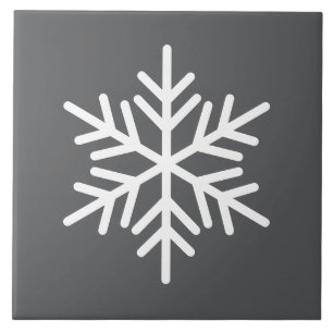 Festive White Nordic Snowflake on Modern Grått Kakelplatta